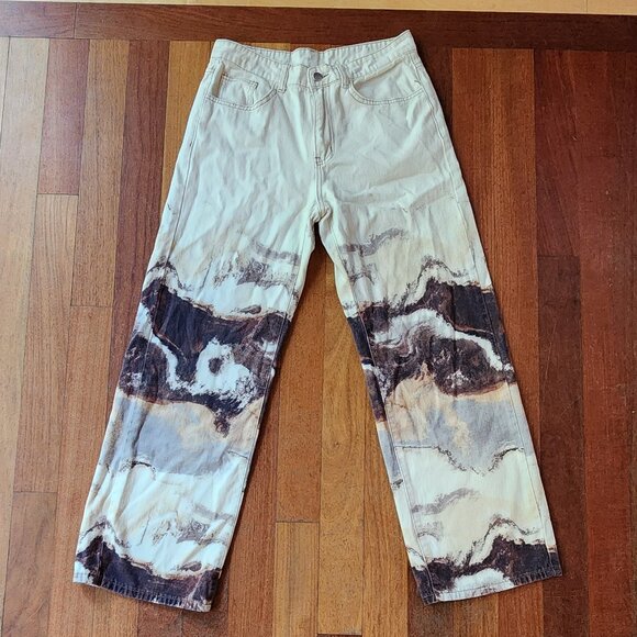 SHEIN Marble Print Wide Leg Jeans Size 6 - Picture 3 of 15